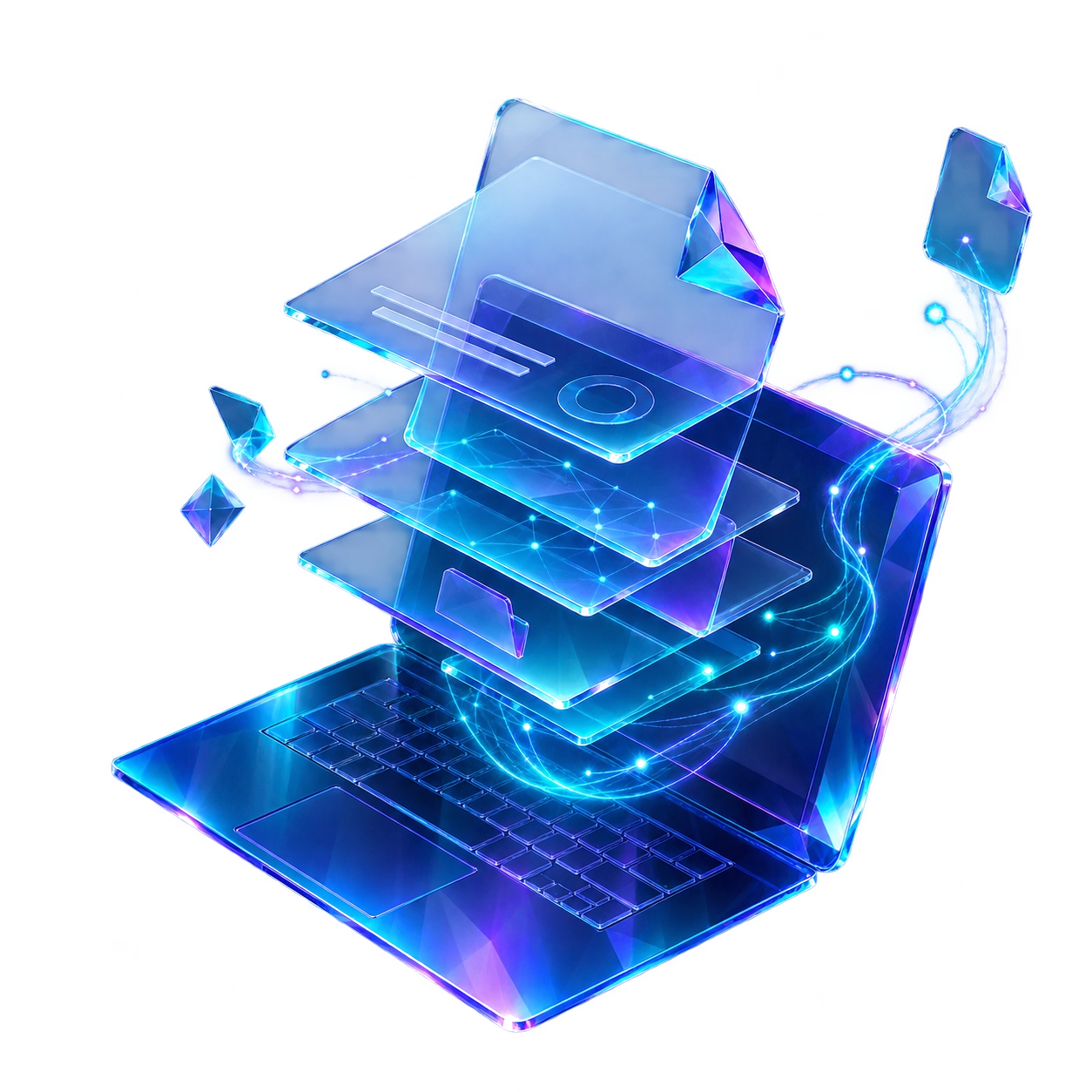 Notebook ürününü temsil eden soyut üç boyutlu görsel